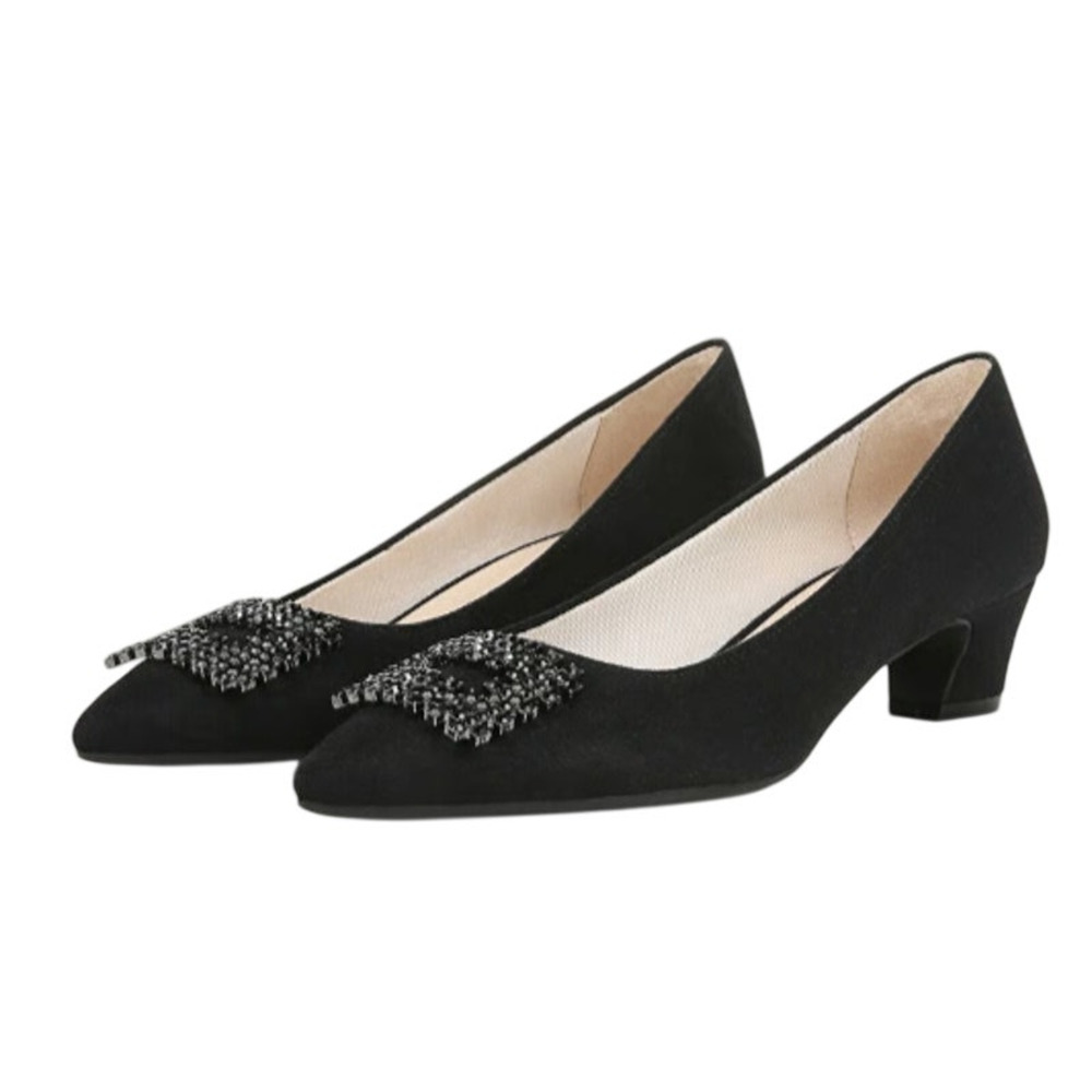 LifeStride Womens Minx Bling Pumps US 8 Wide EU 38.5 Black Microfiber NWOB